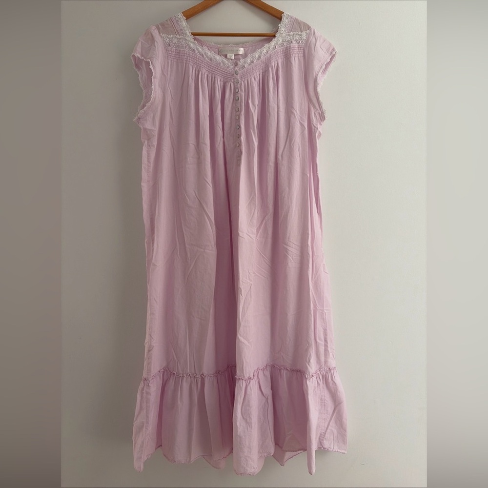 Eileen West Women's lilac  100% Cotton lawn Long ballet Nightgown Sleeveless XL